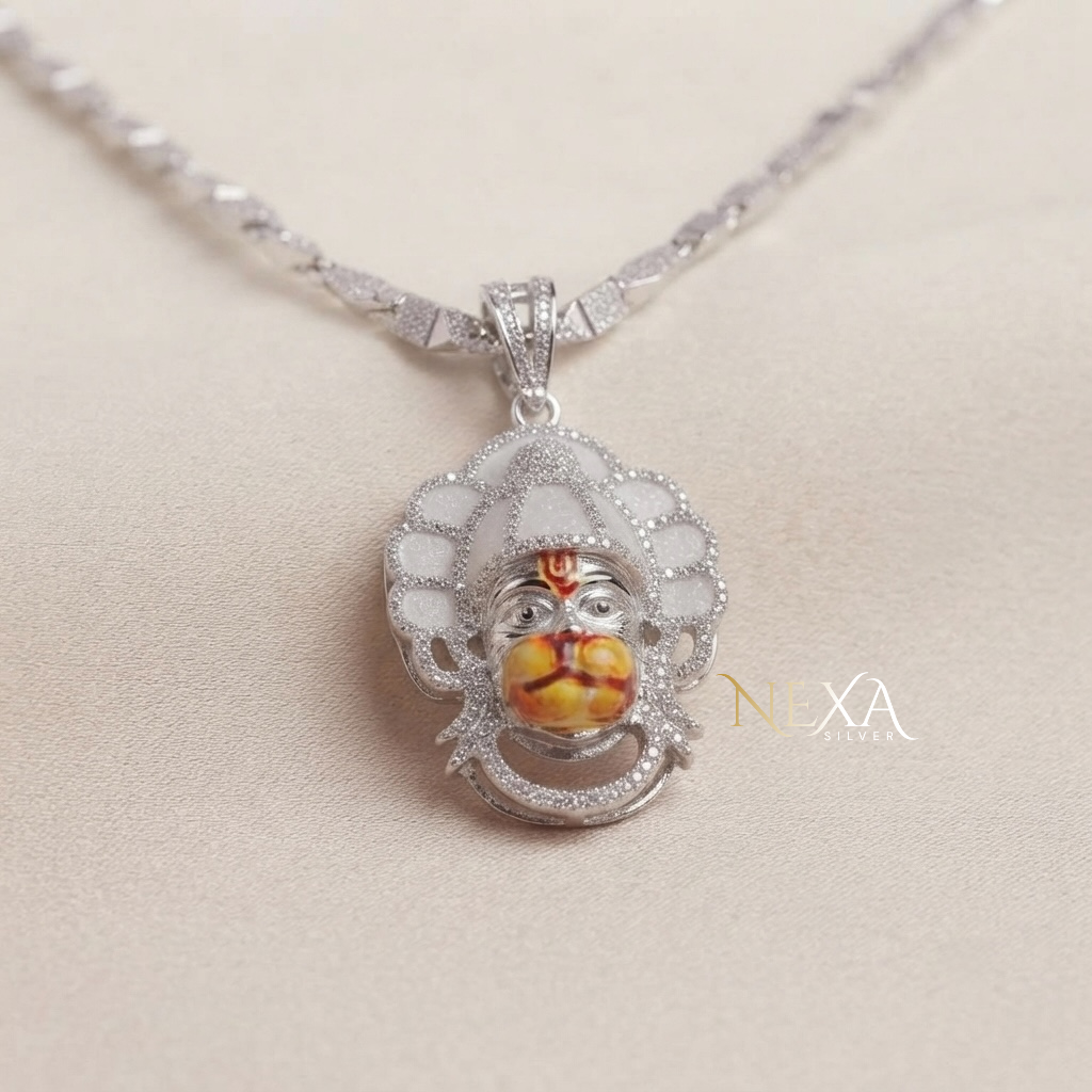 Lord Hanuman Silver Pendant for Men thumbnail 3