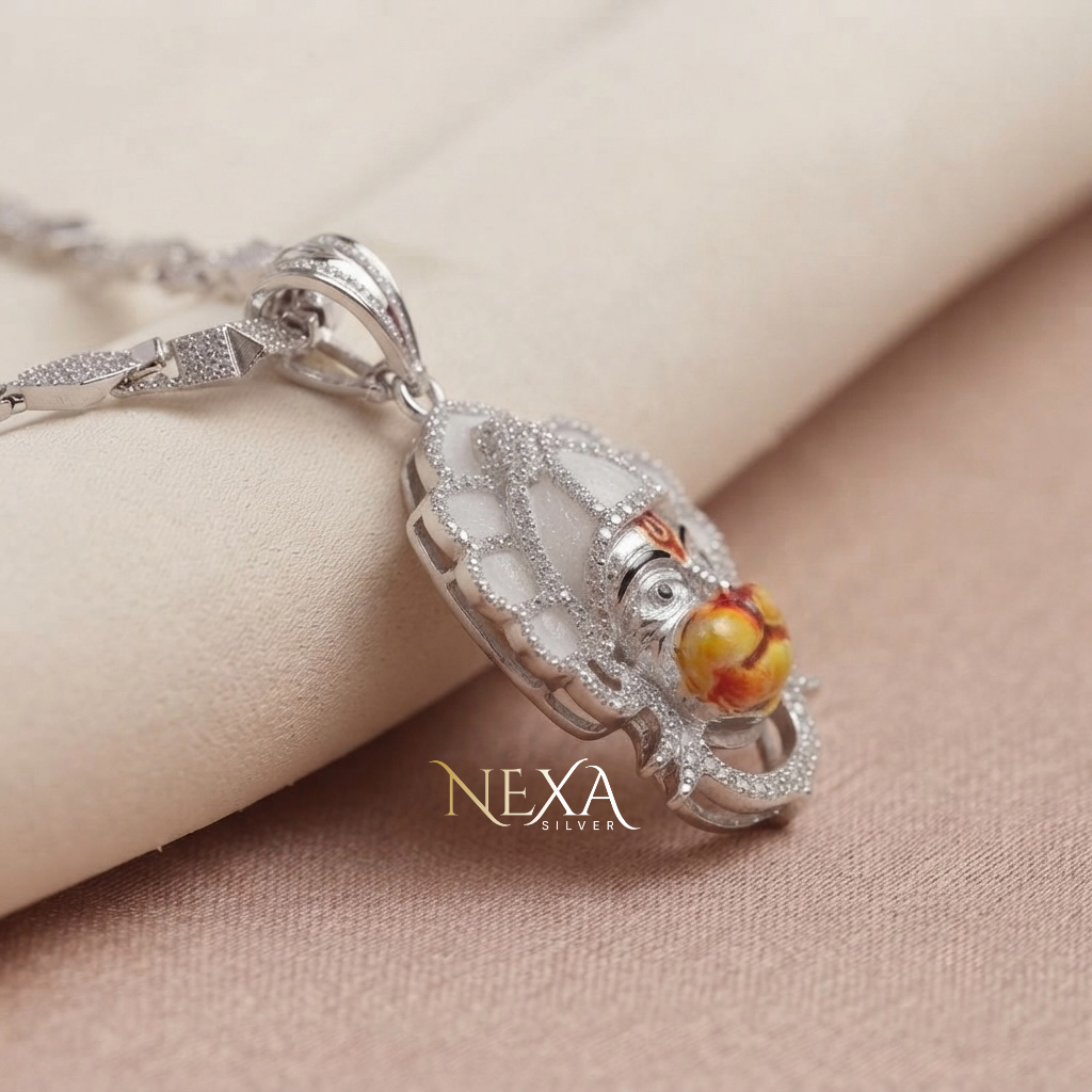 Lord Hanuman Silver Pendant for Men thumbnail 4
