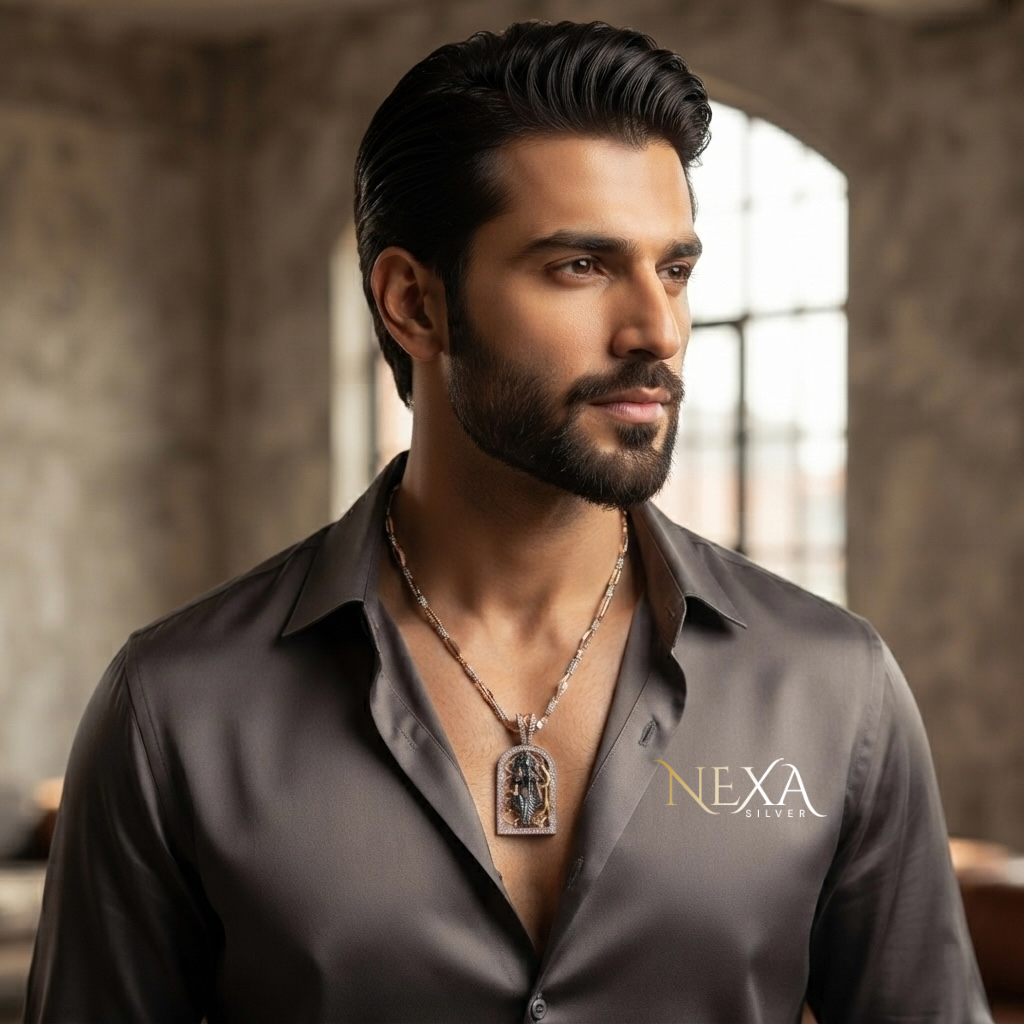 Shri Ram Silver Pendant for Men thumbnail 3