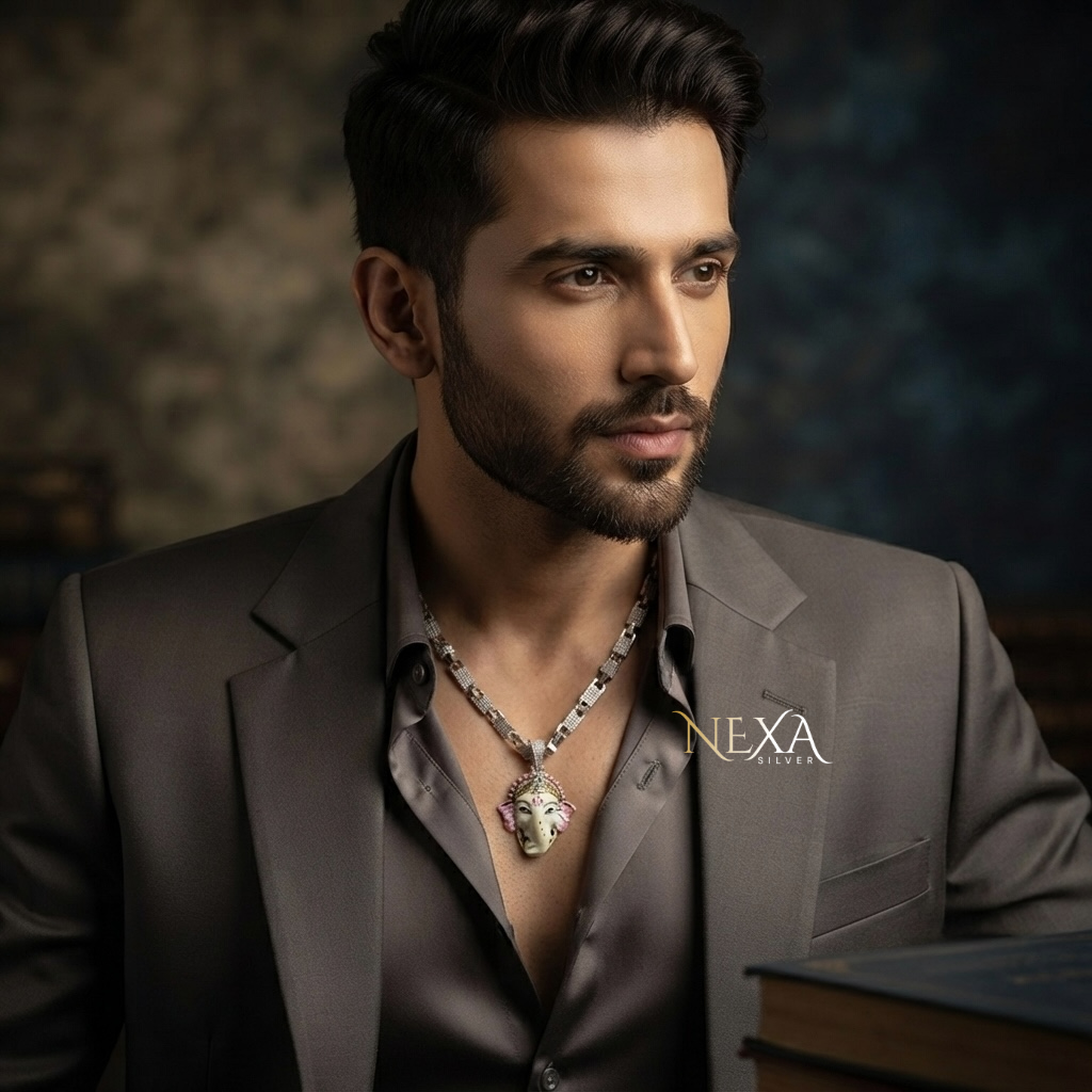Lord Ganesha Silver Pendant for Men thumbnail 4