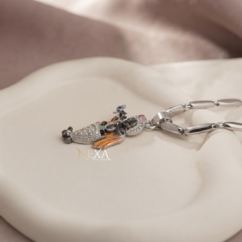 Lord Krishna Silver Pendant for Men thumbnail 4