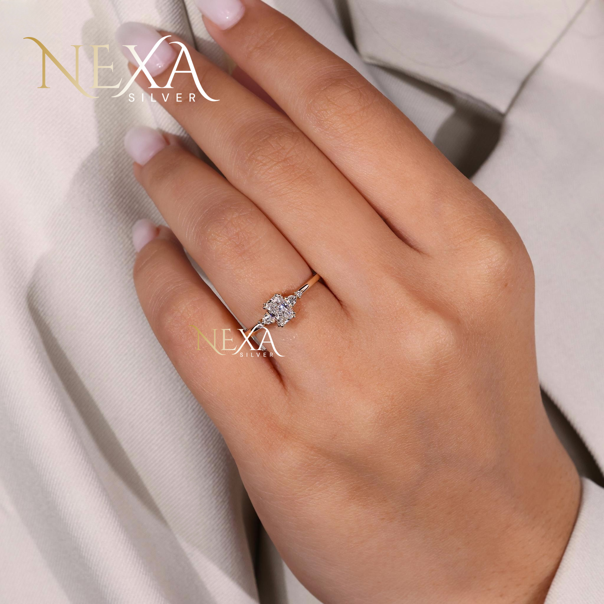 Radiant Cut Solitaire Diamond Engagement Ring thumbnail 6