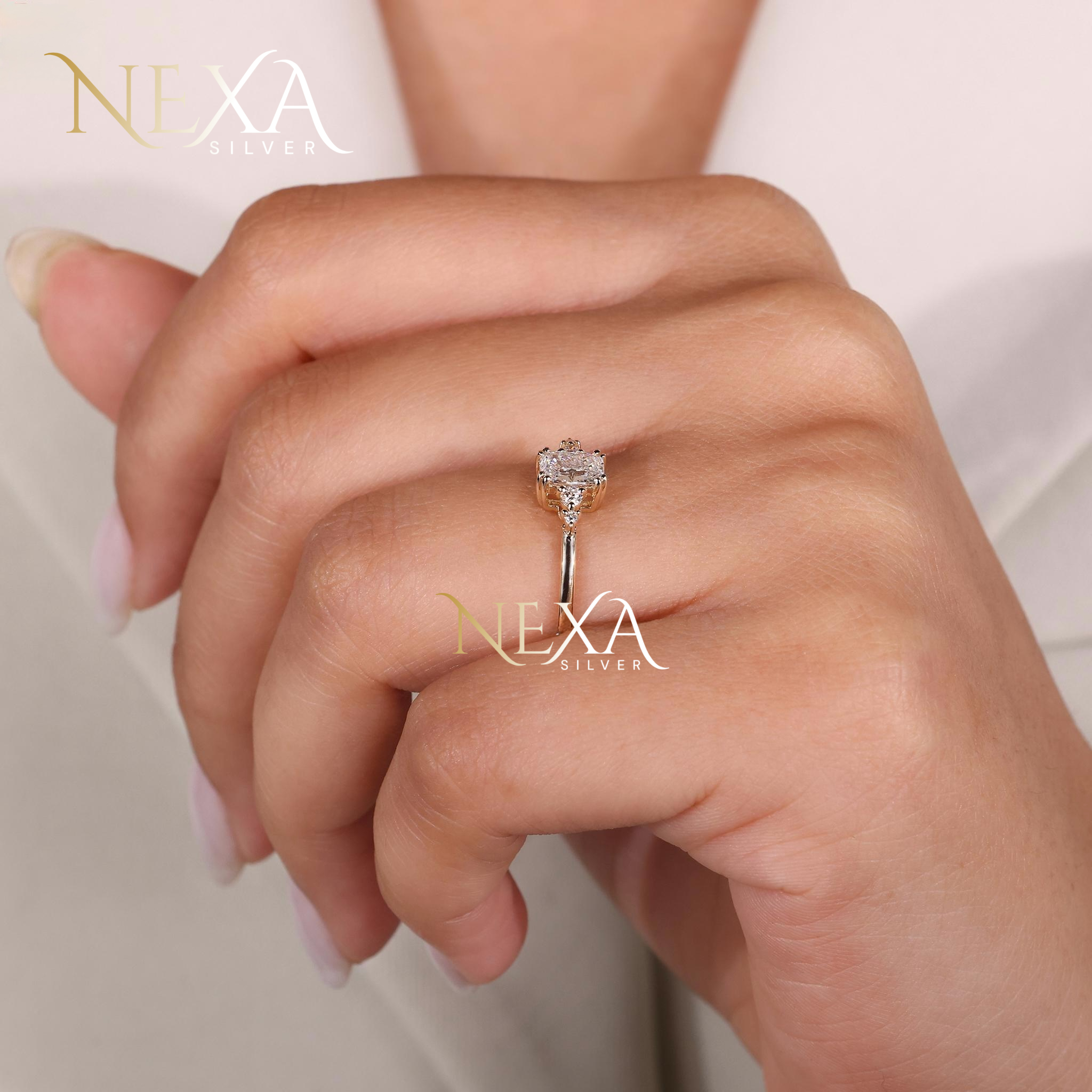 Radiant Cut Solitaire Diamond Engagement Ring thumbnail 7