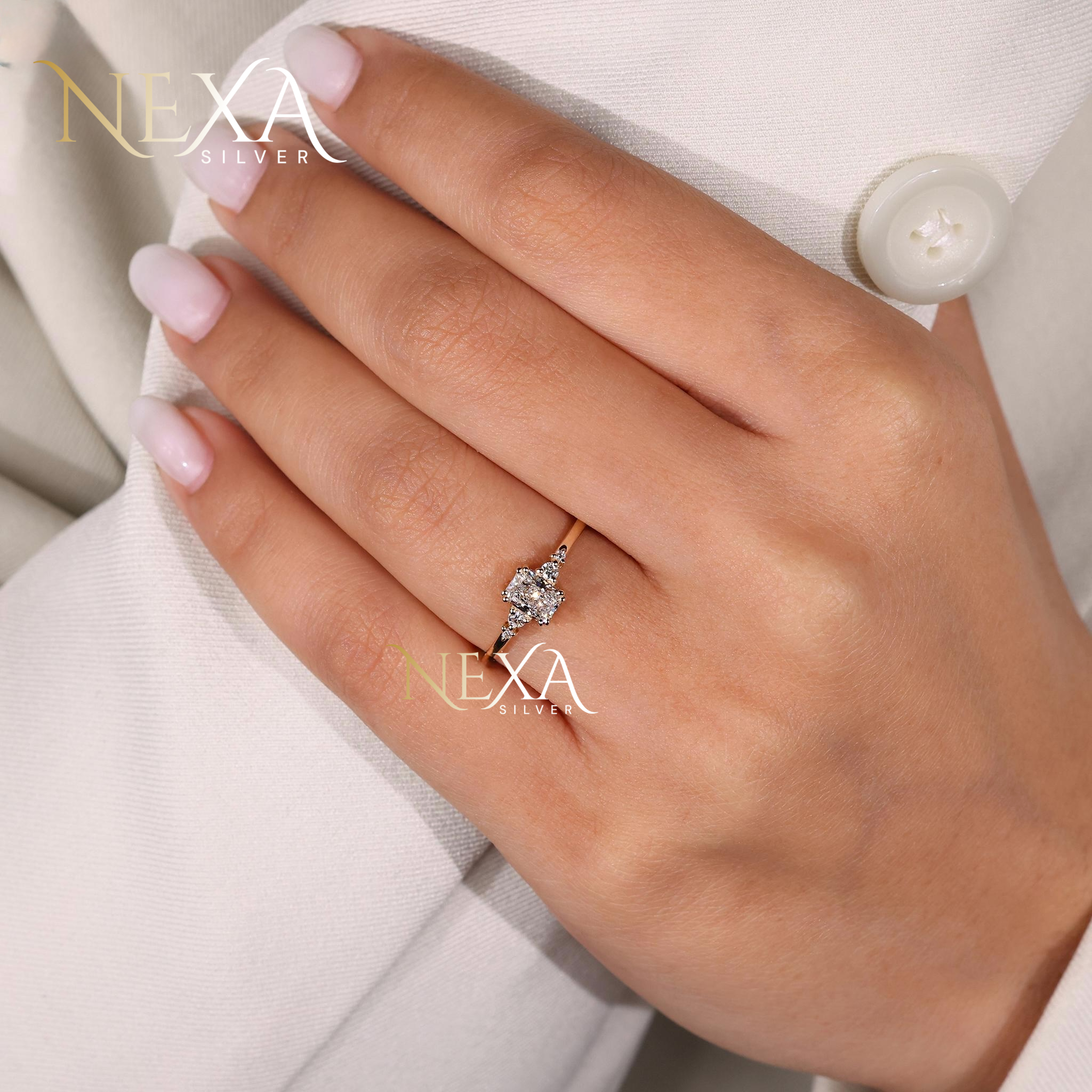 Radiant Cut Solitaire Diamond Engagement Ring thumbnail 8