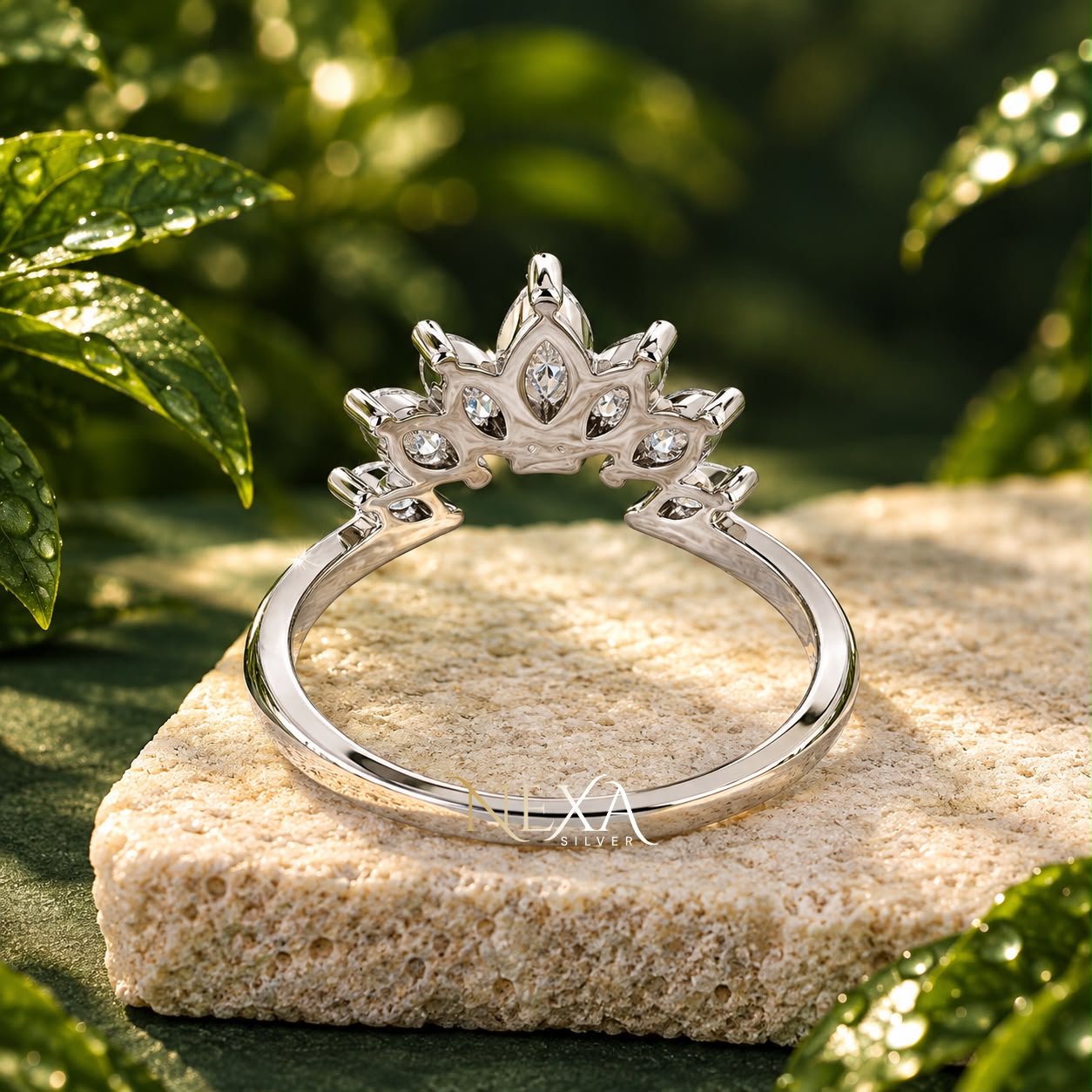 Marquise Moissanite Diamond Vintage Ring for Ladies in 925 Silver thumbnail 3