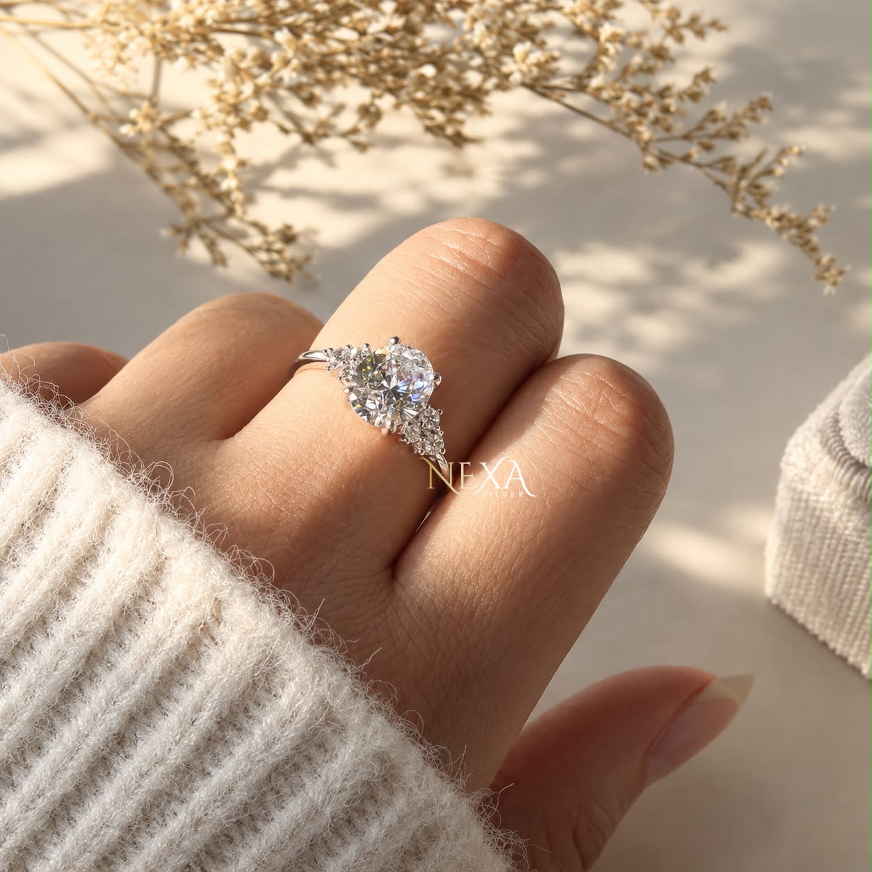 Oval Cut Moissanite Diamond Ring for Girls & Women in 925 Silver thumbnail 2