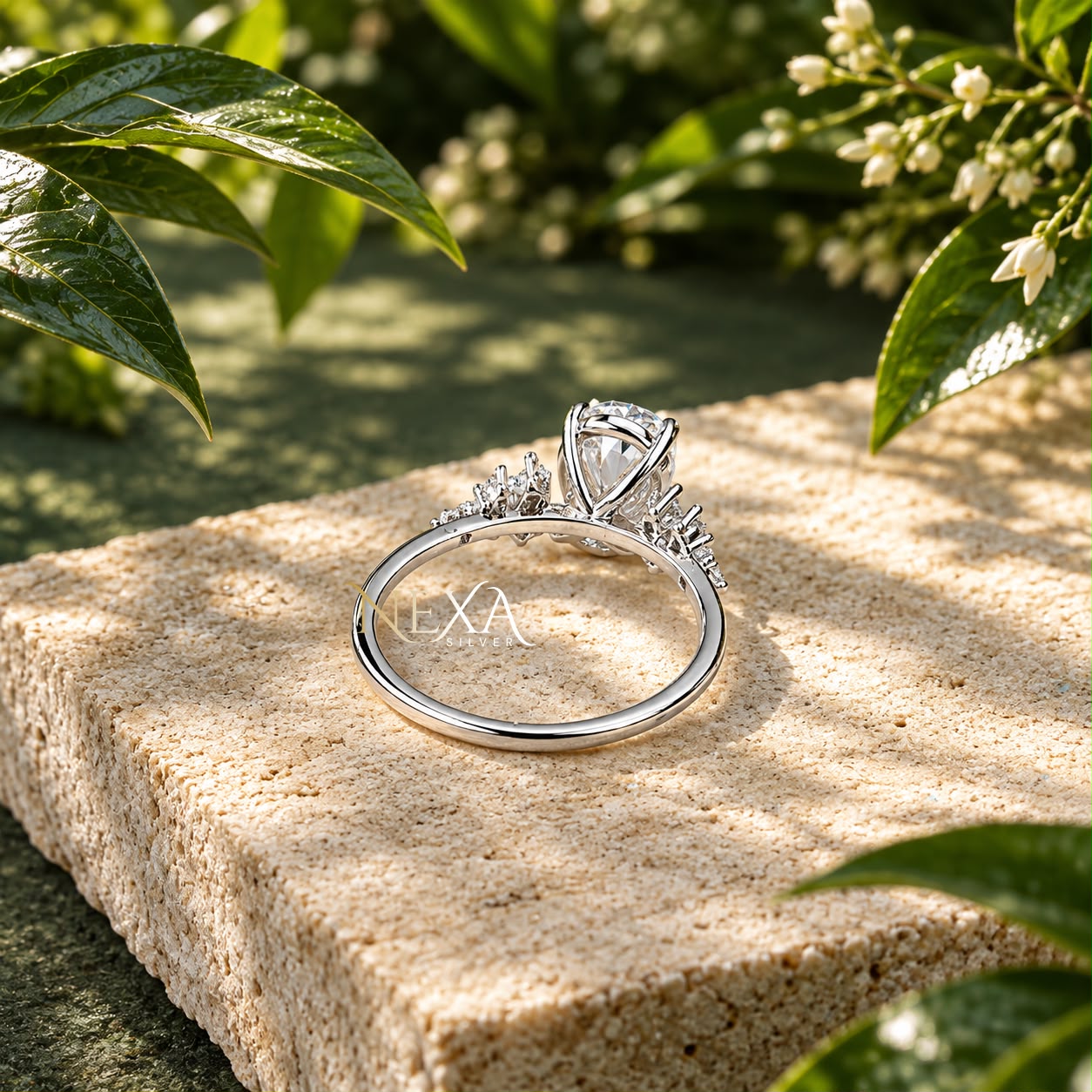 Oval Cut Moissanite Diamond Ring for Girls & Women in 925 Silver thumbnail 3