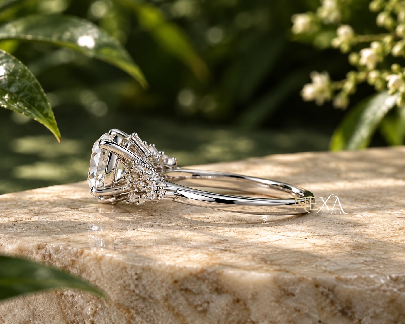Oval Cut Moissanite Diamond Ring for Girls & Women in 925 Silver thumbnail 4