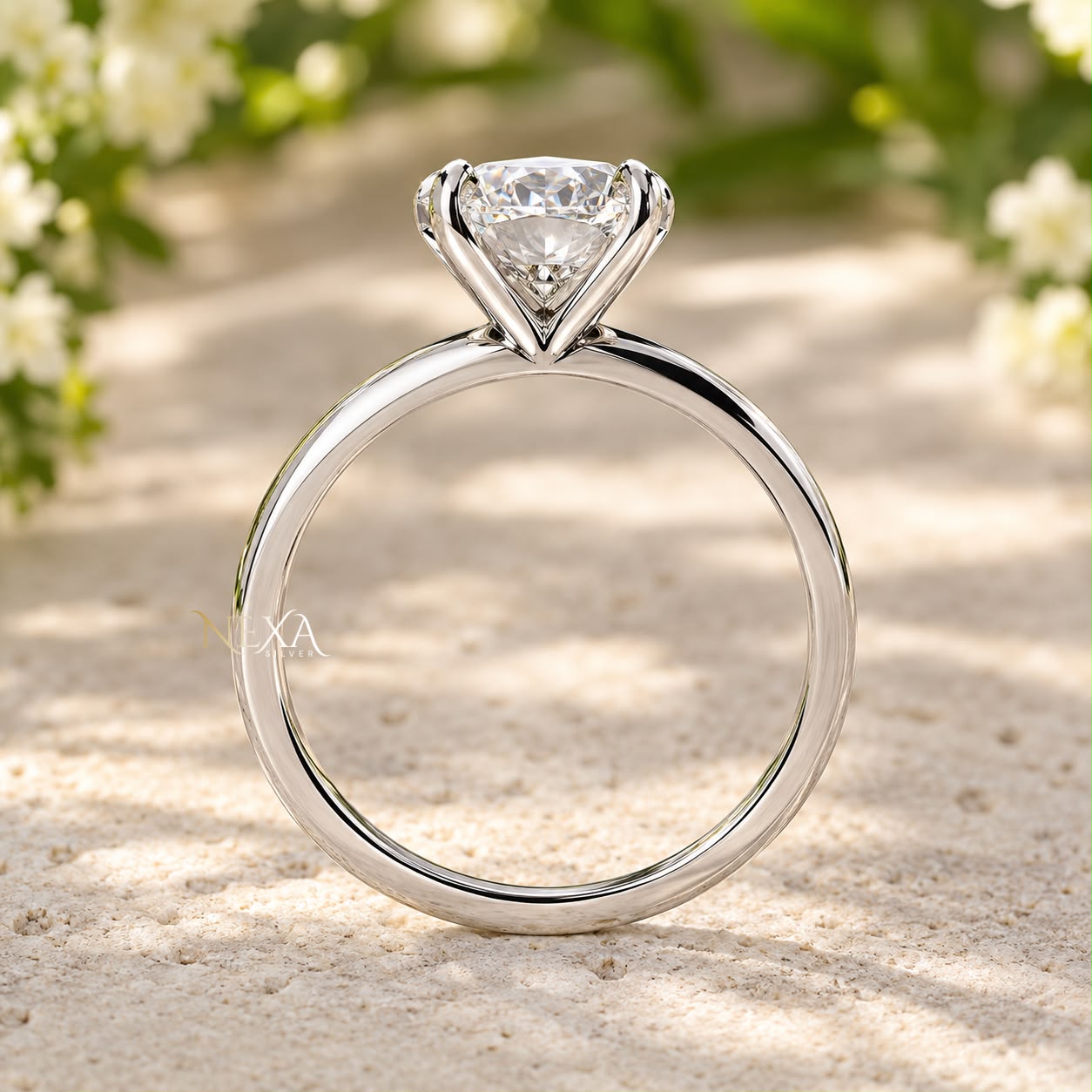 Stunning Oval Moissanite Solitaire Ring for Girls & Women in 925 Silver thumbnail 5