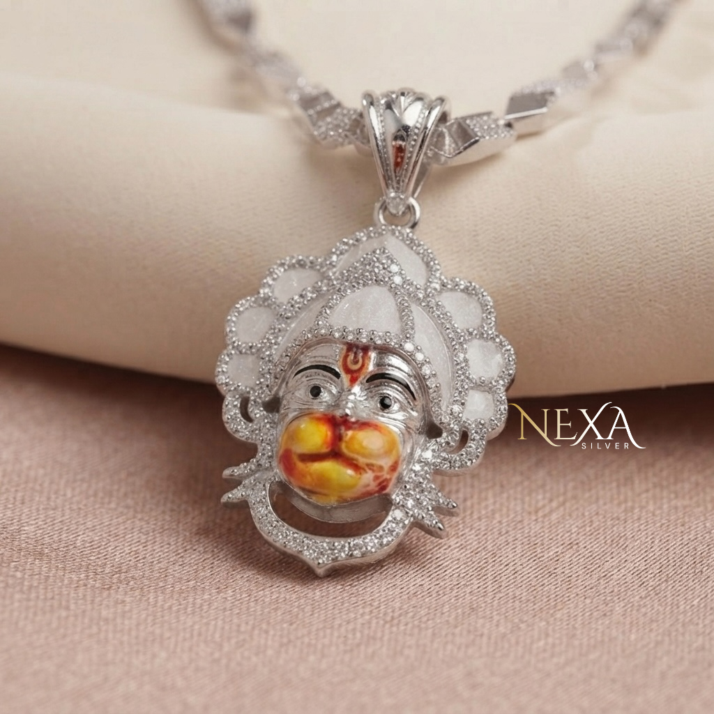 Lord Hanuman Silver Pendant for Men