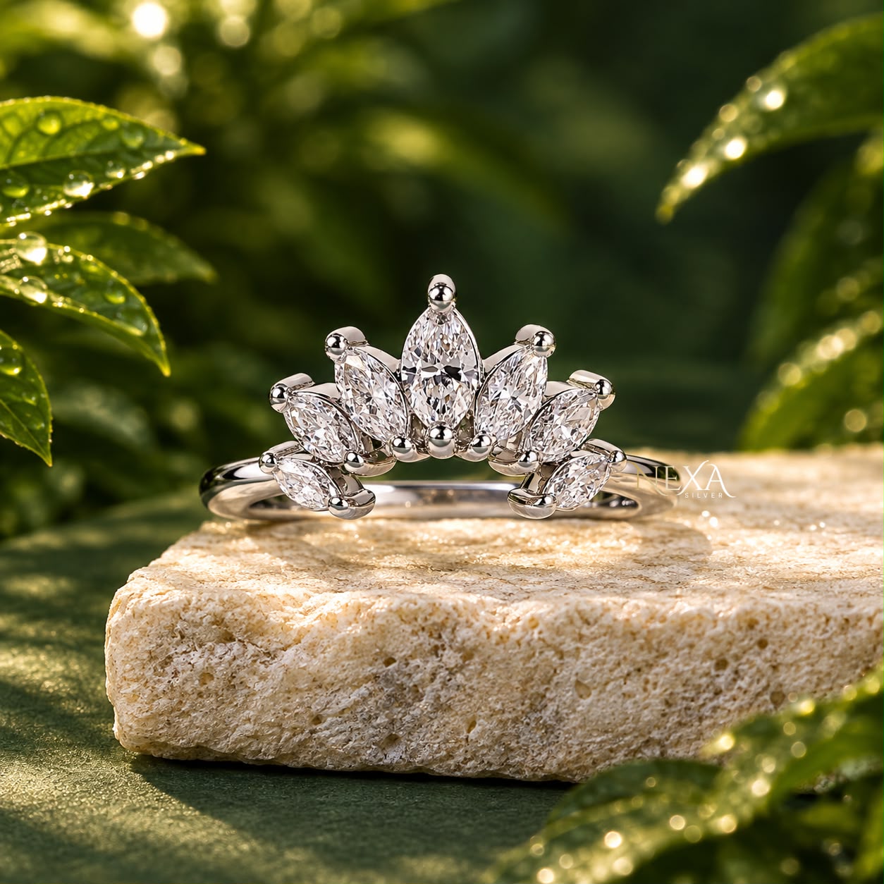 Marquise Moissanite Diamond Vintage Ring for Ladies in 925 Silver