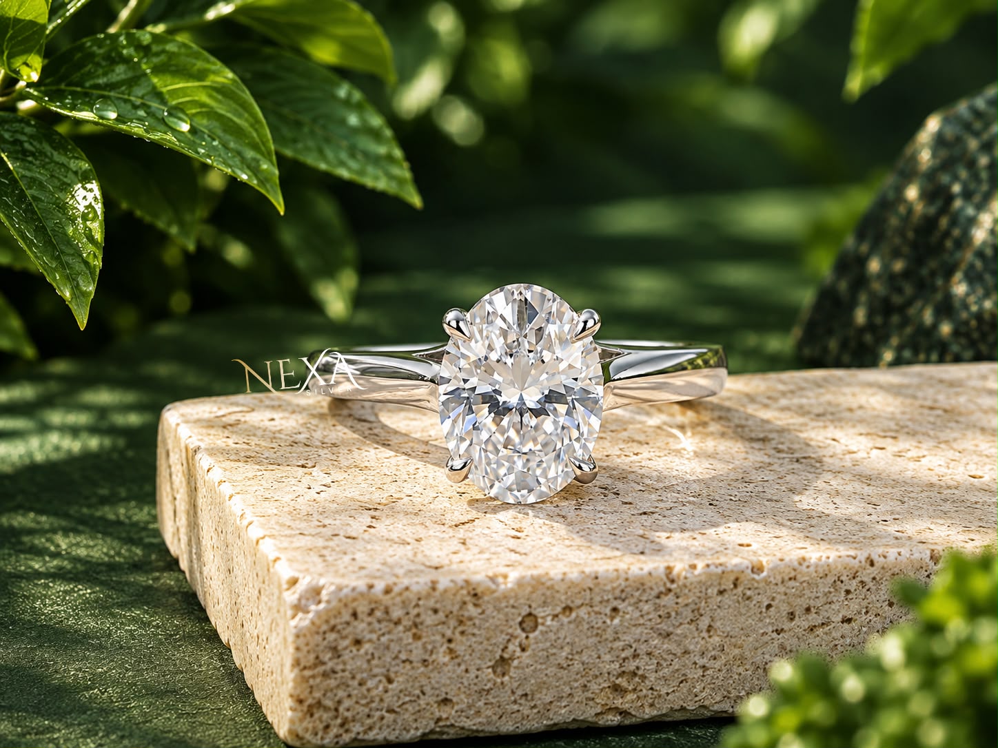 Solitaire Oval Shaped Moissanite Diamond Ring for Special Occasions thumbnail 1