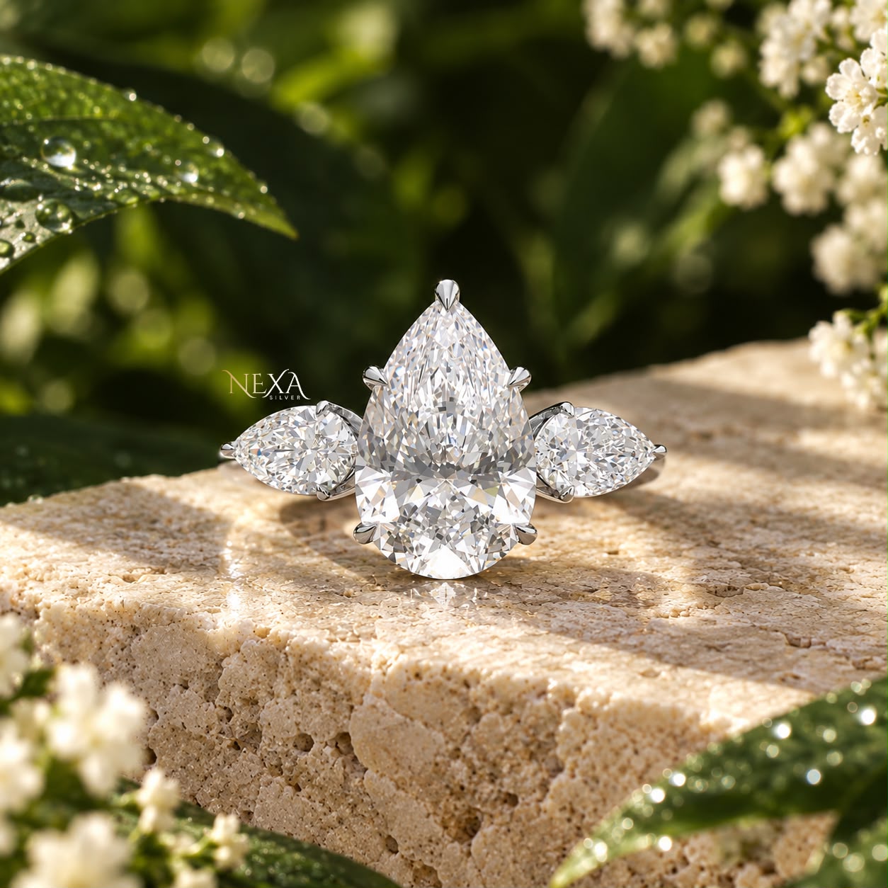Pear Shaped Moissanite Diamond Wedding Ring for Girls & Women thumbnail 1